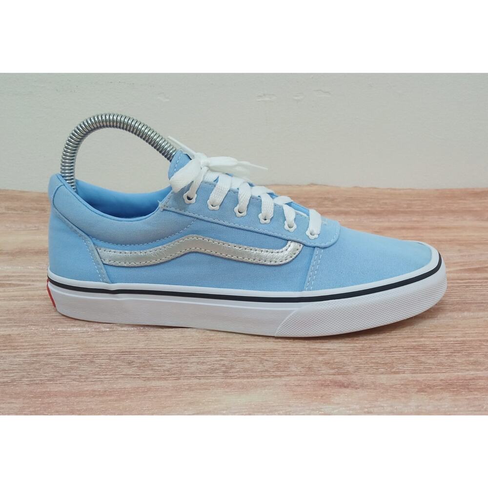 Vans Women's Shoes Ward Metallic Baby Blue/Silver Canvas Skate Size 5 - Picture 4 of 9